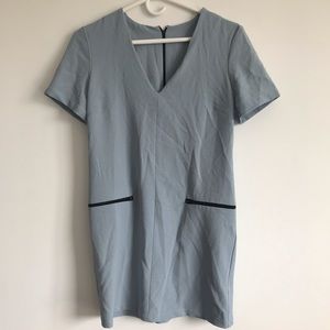 Powder Blue V Neck Tunic Dress with Zip - S/M